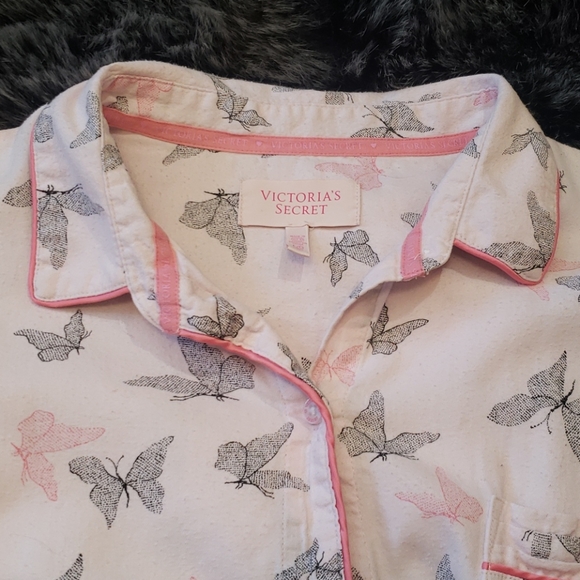 Victoria's Secret Flannel Sleep Set L Long Pink Butterfly - Picture 3 of 9